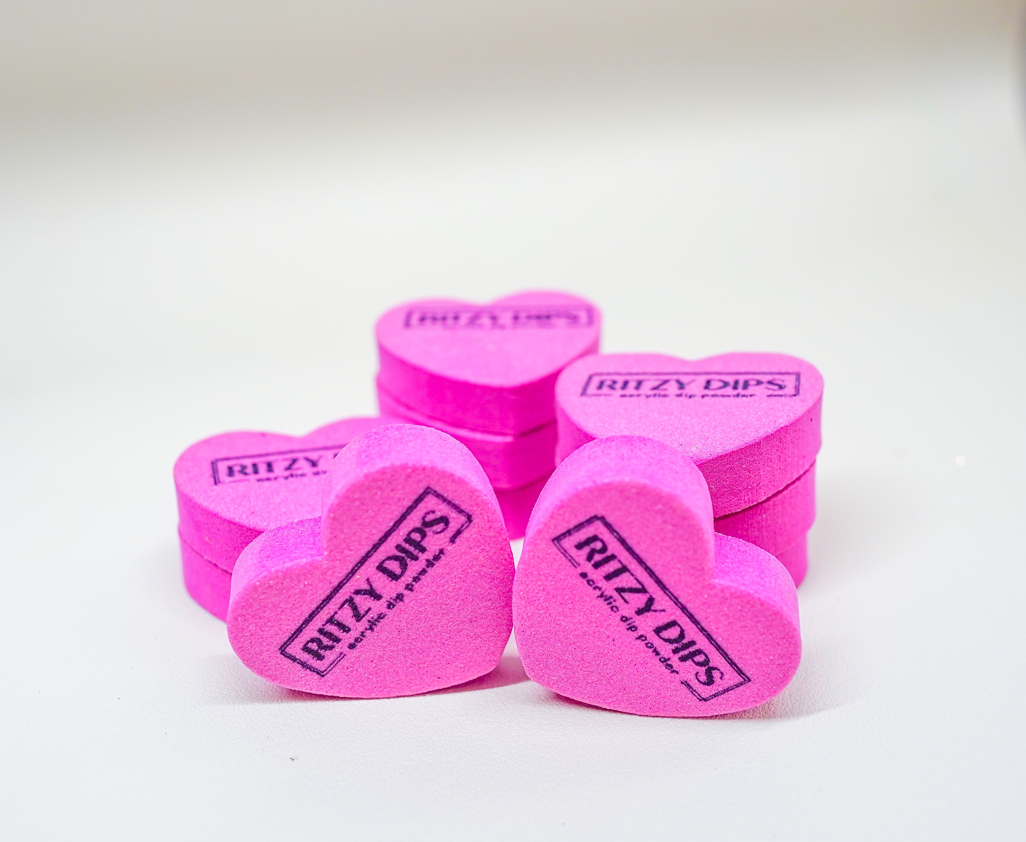 Pink Heart Nail Buffers - Set of 10