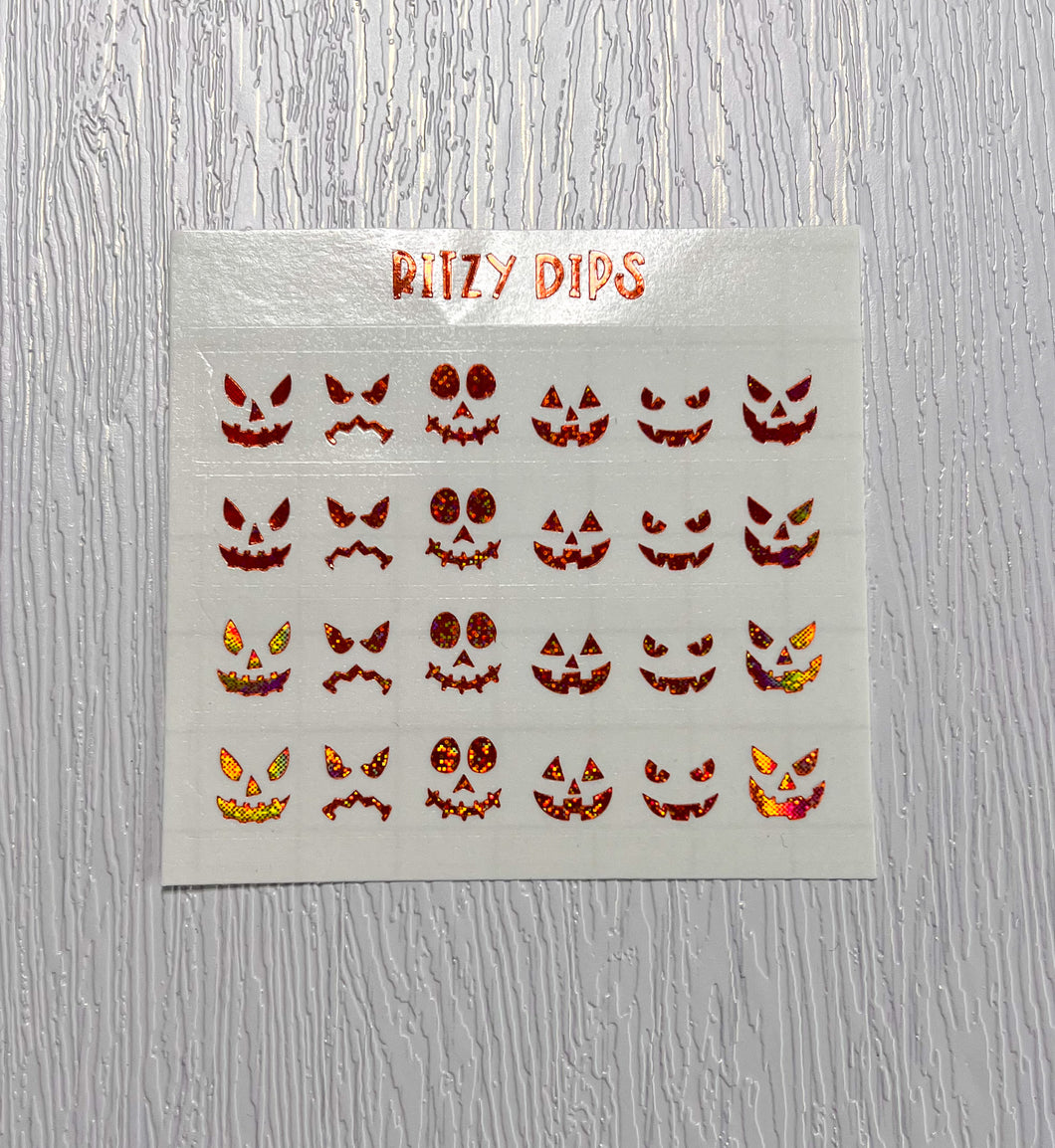 Orange Holo Spooky Face Decals