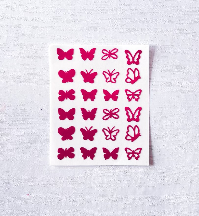 Matte Pink Butterfly Decals