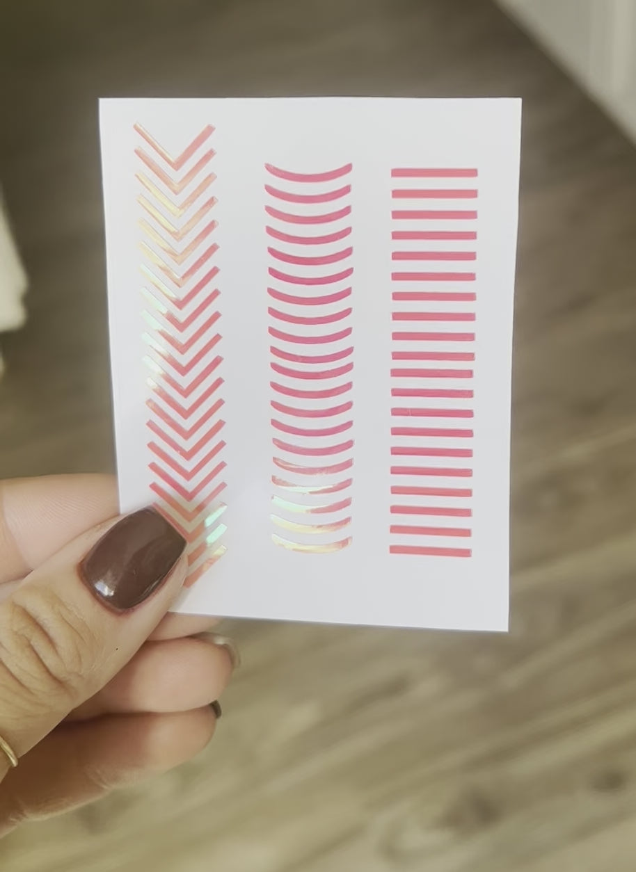 Holographic Opal Pink French Tip Decal