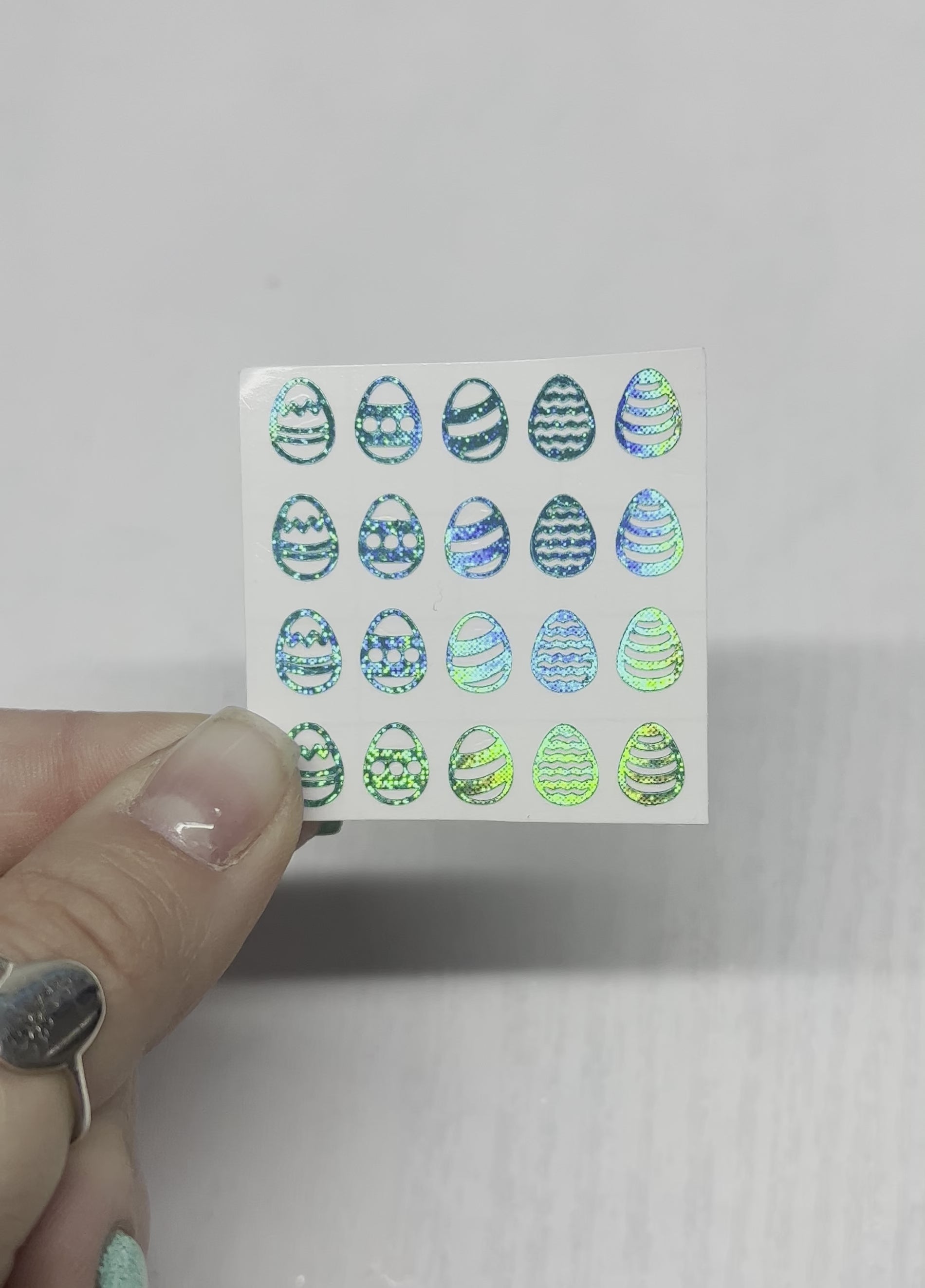 Teal Glitter Decorated Eggs Decal