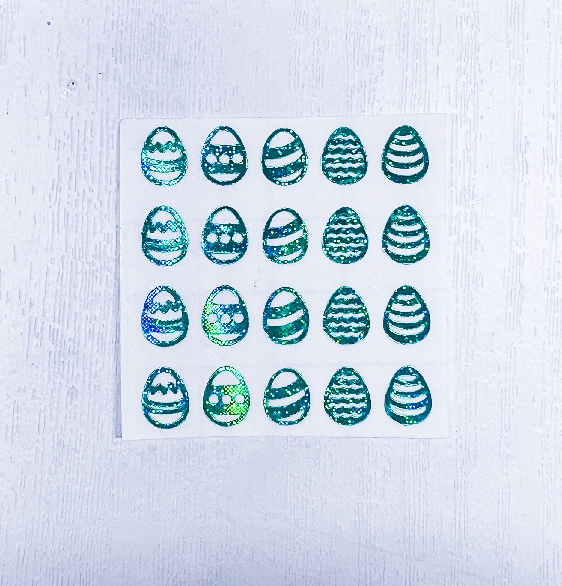 Teal Glitter Decorated Eggs Decal