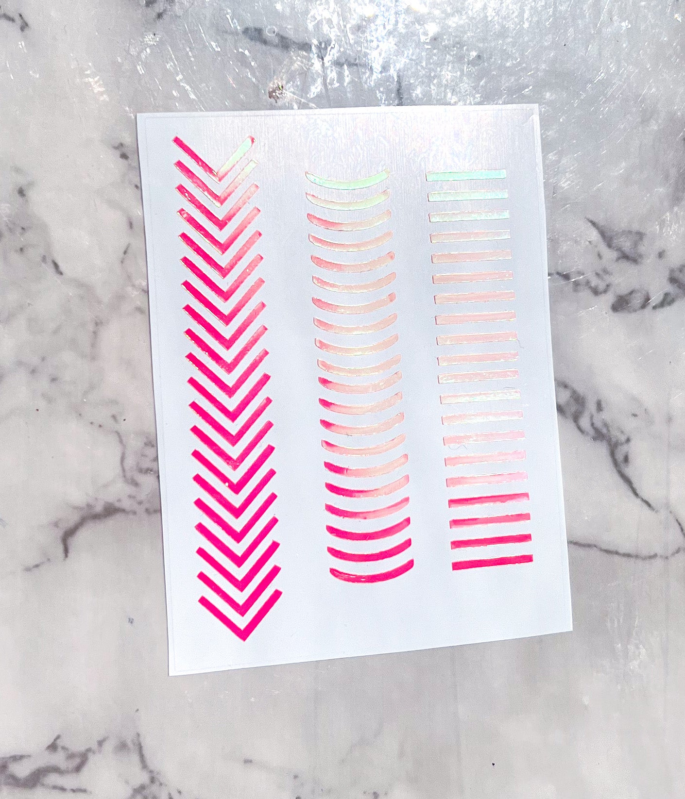 Holographic Opal Pink French Tip Decal