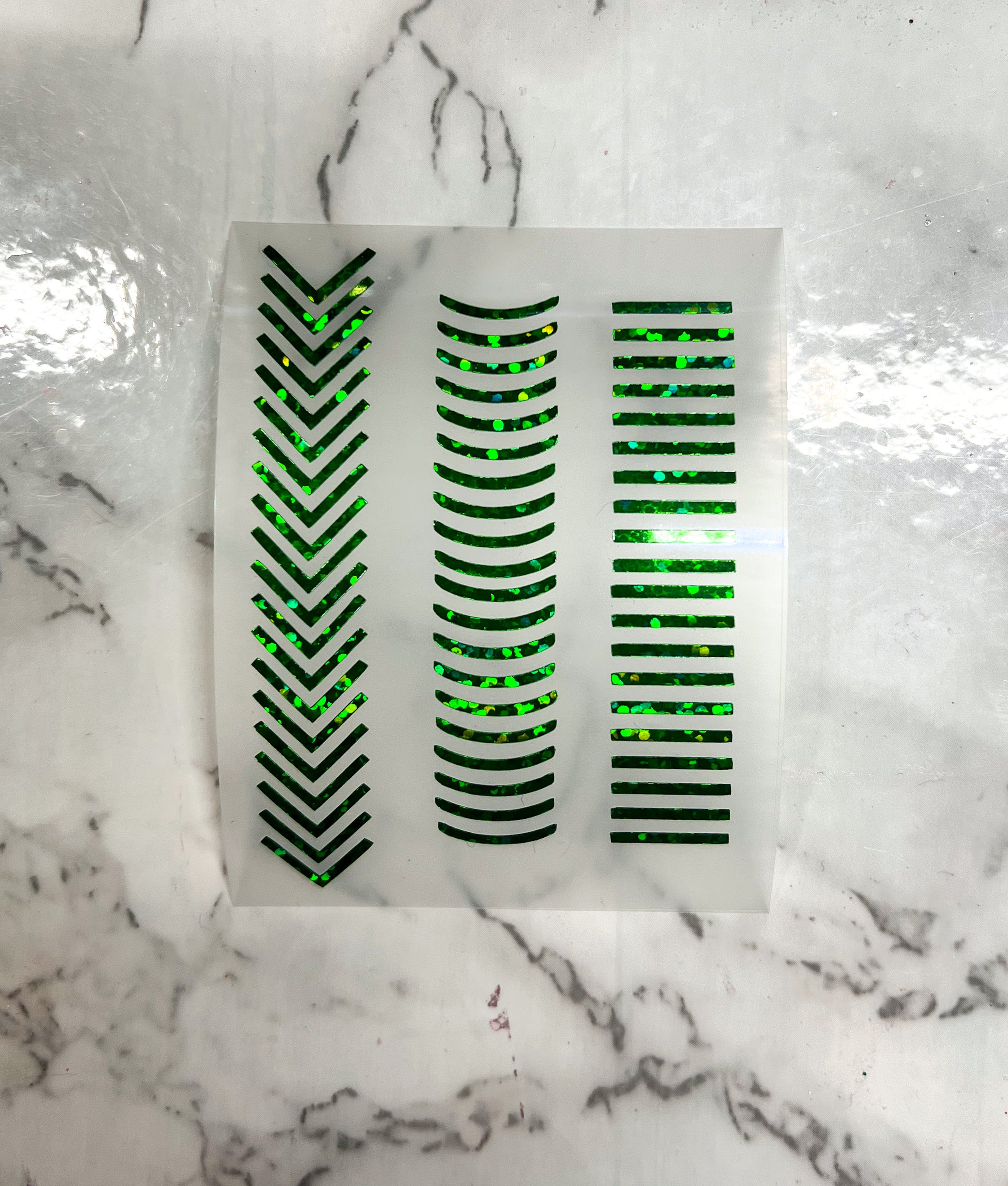 Green Glitter French Tip Decal