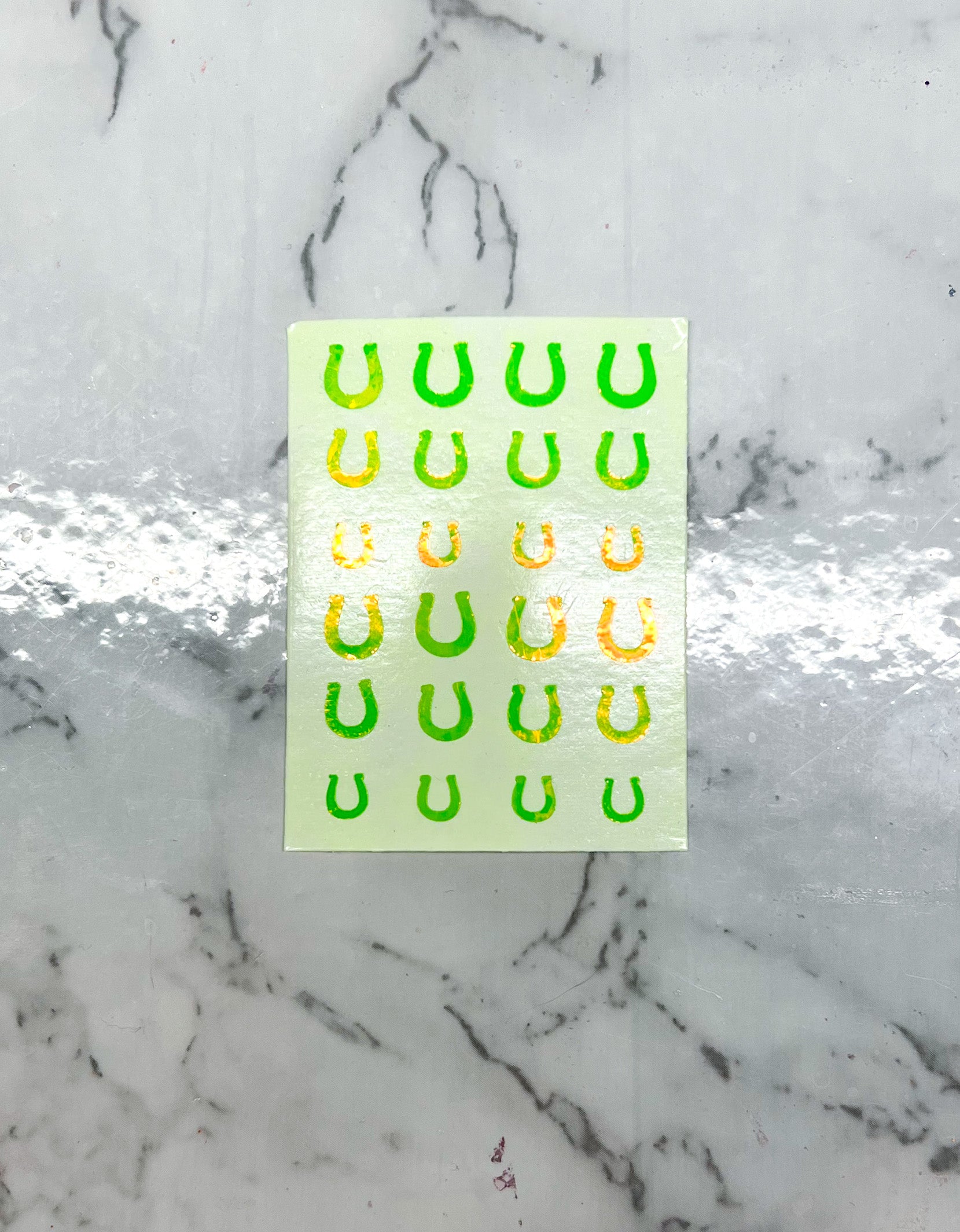 Holographic Opal Green Horseshoe Decal