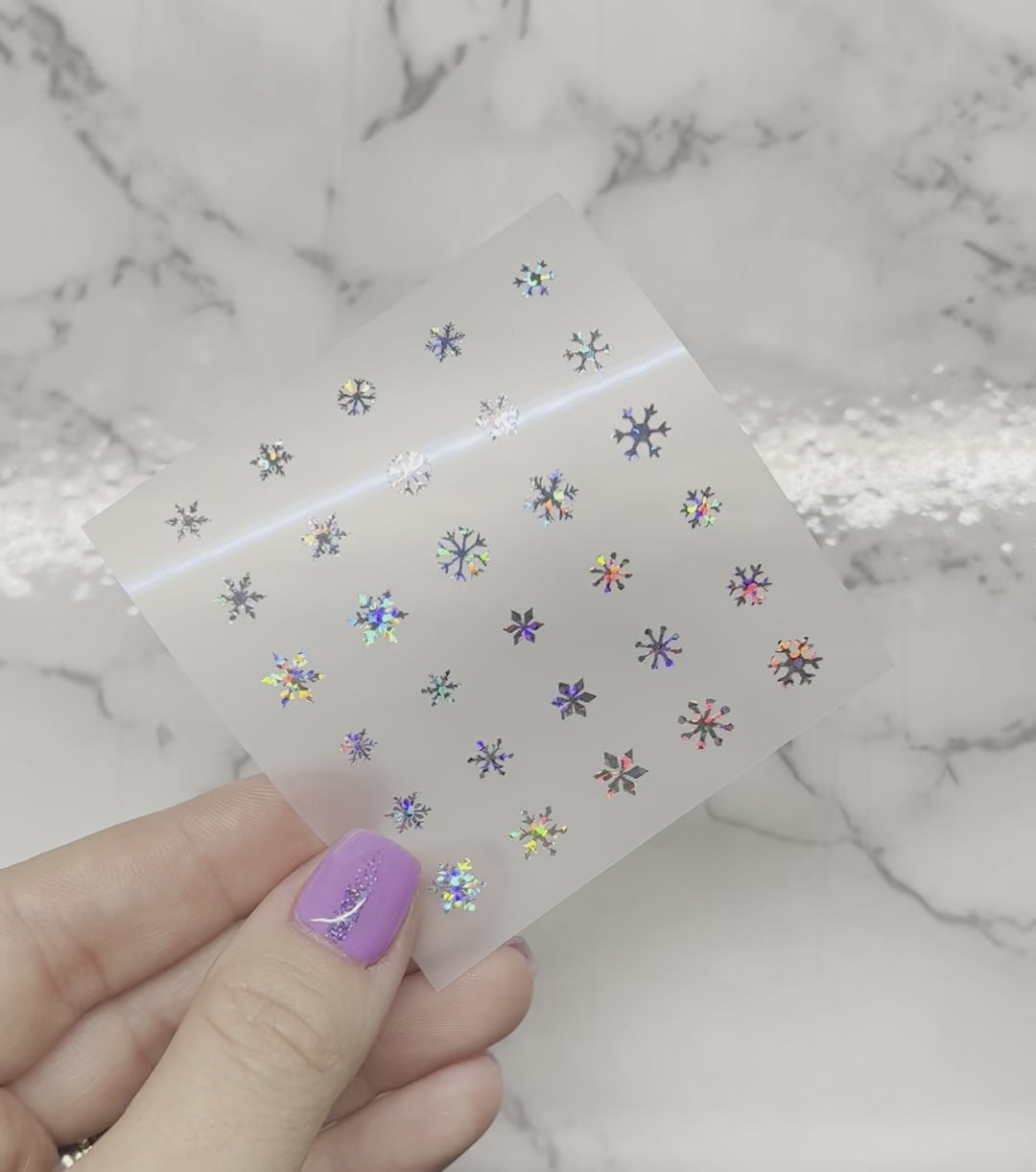 Silver Holo Snowflake Decals