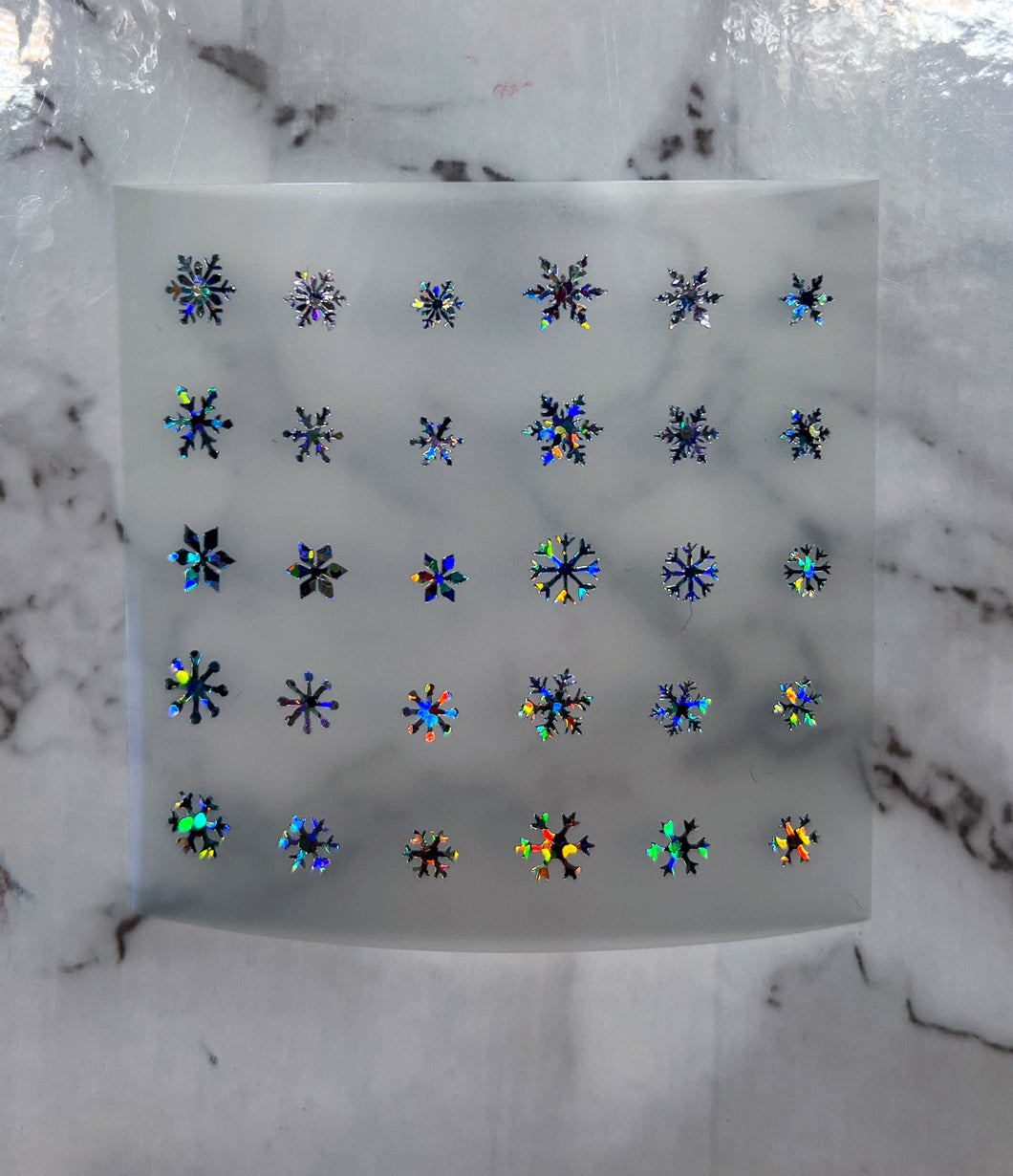 Silver Holo Snowflake Decals