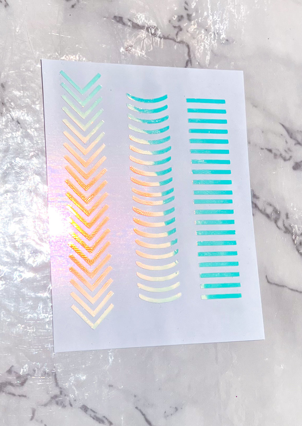 Holographic Opal Blue French Tip Decals