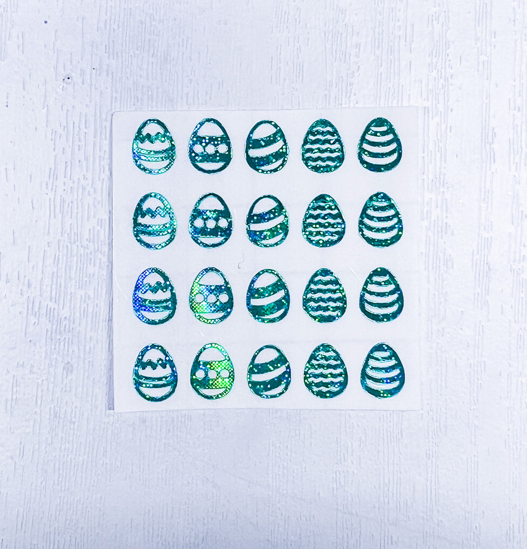 Teal Glitter Decorated Eggs Decal